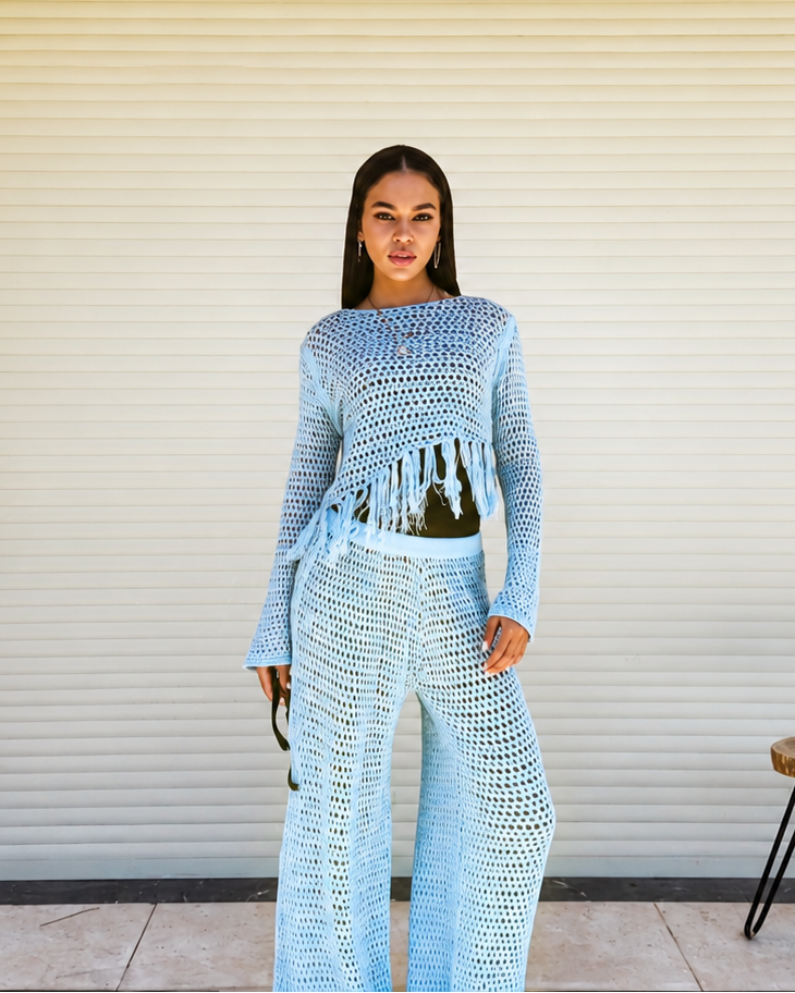 Cleo Knitted Set - Sky Blue